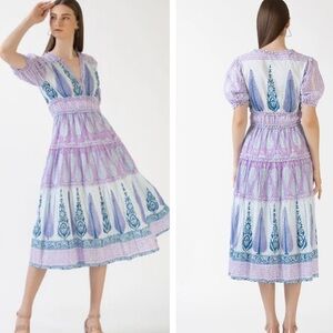 New Ash & Eden AANIA V-NECK MIDI DRESS Paisley Swiss Dot Cotton